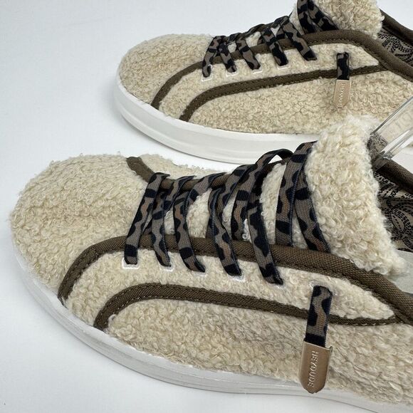 Hey Dude Karina Sherpa Slip On Shoes 8 Beige Marshmallow Leopard Lightweight - Picture 11 of 14